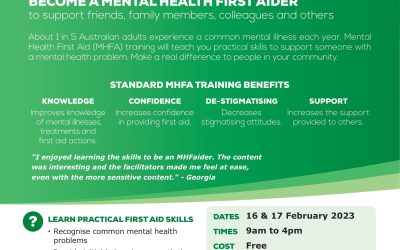 230217:  Free Mental Health First Aid Training – 16th and 17th February