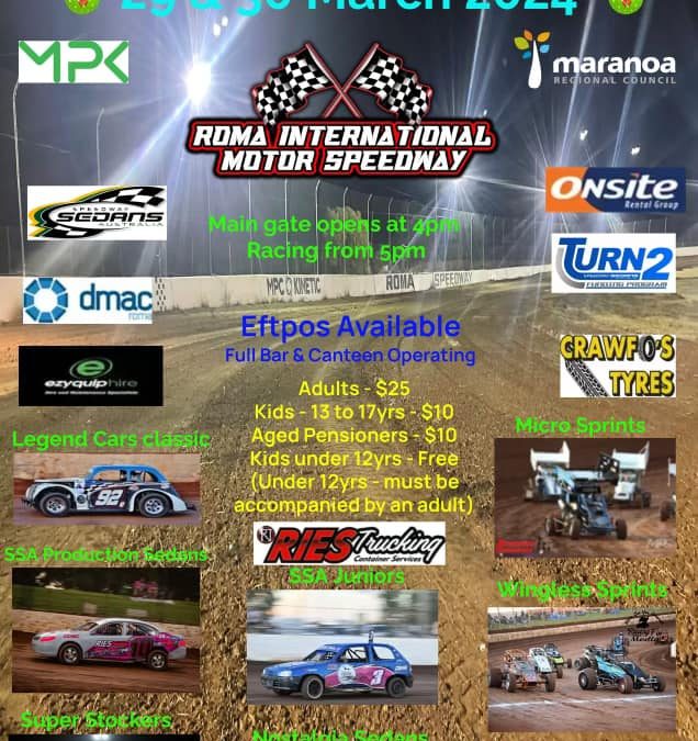 240330:  Roma International Motor Speedway – Easter Stampede – Saturday and Sunday 30th and 31st March