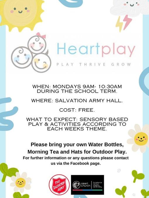 240422: Heart Play (Sensory Based Play)  at the Salvation Army – Commencing 22nd April